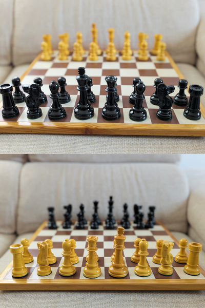 Pièces d'échecs avec échiquier (très bon état) - Roi de 10 cm