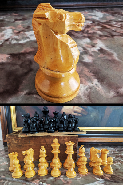 Pièces d'échecs en bois laqué (Roi 6,5 cm)