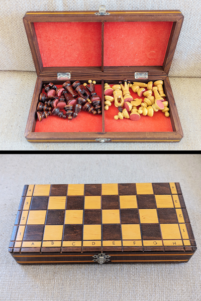 Jeu d'échecs de voyage (très bon  état) - Roi de 6 cm