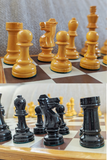 Pièces d'échecs avec échiquier (très bon état) - Roi de 10 cm