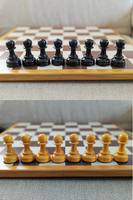Pièces d'échecs avec échiquier (très bon état) - Roi de 10 cm