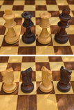 Jeu d’échecs ancien en bois avec pièces plombées et feutrées – Roi de 8,5 cm (très bon état)