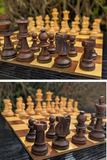 Jeu d’échecs ancien en bois avec pièces plombées et feutrées – Roi de 8,5 cm (très bon état)